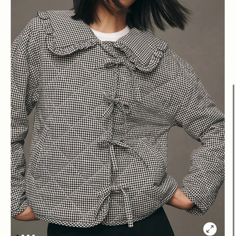 Anthropologie The Hazel Quilted Gingham Jacket by Maeve